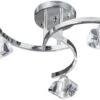 Searchlight Chrome Curved Semi Flush 3 Light With Clear Glass Shades