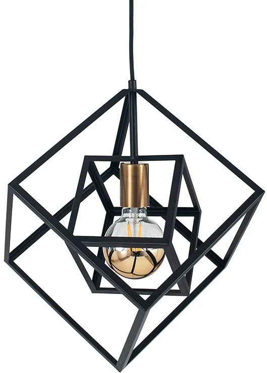 Pacific Lifestyle Cube Matt Black & Gold Pendant 1 Pacific Lifestyle Cube Matt Black & Gold Pendant