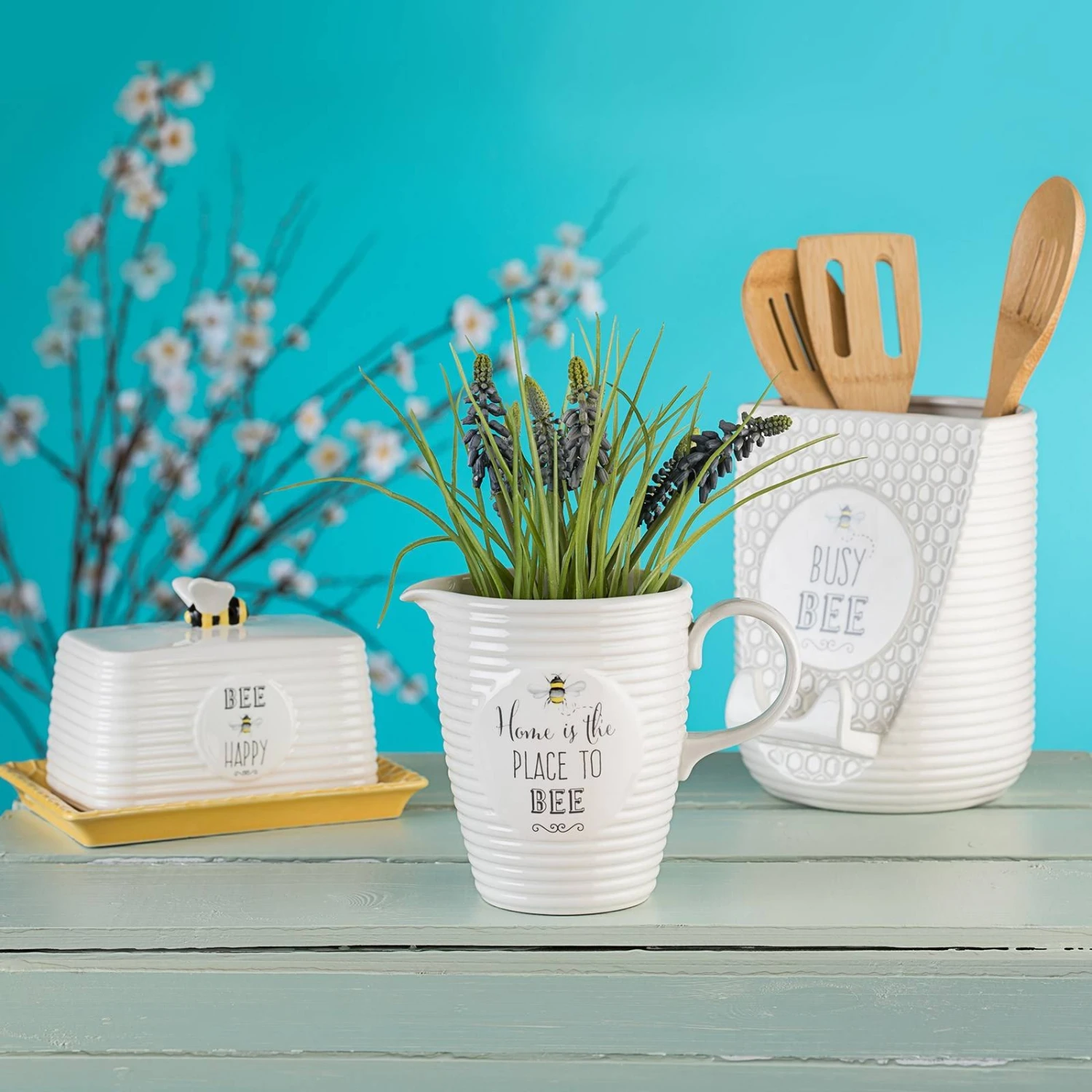 The English Tableware Company Bee Happy Utensil Pot With Stand 4 The English Tableware Company Bee Happy Utensil Pot With Stand - Image 4