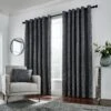 Peacock Blue Hotel Roma Gunmetal Ready Made Curtains