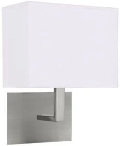 Searchlight Satin Silver Wall Light With White Rectangular Shade