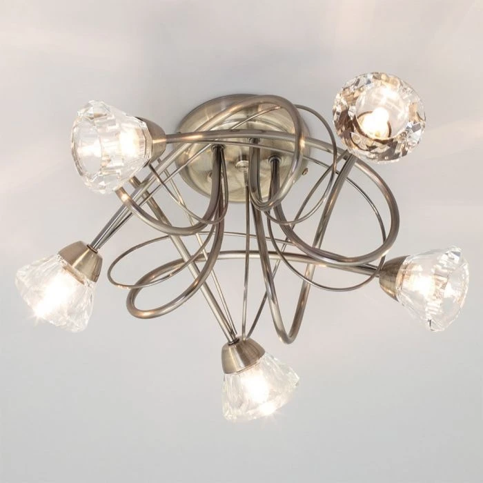 BHS Marianne Flush Ceiling 5 Light Antique Brass 2 BHS Marianne Flush Ceiling 5 Light Antique Brass - Image 2