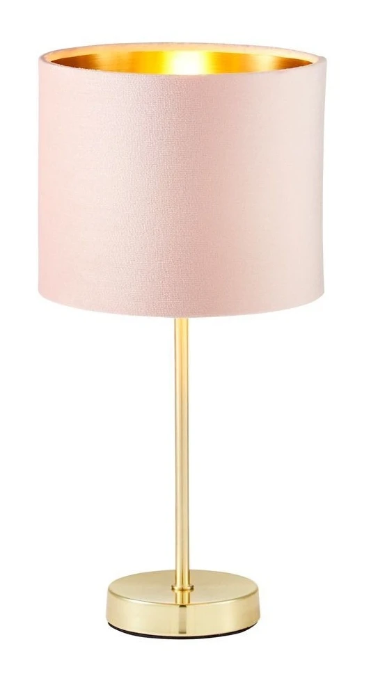 BHS Velvet Table Lamp Pink & Brass 1 BHS Velvet Table Lamp Pink & Brass
