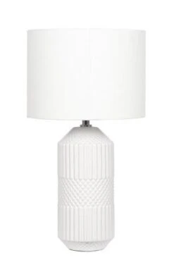 Pacific Lifestyle Meribel White Geo Textured Tall Ceramic Table Lamp