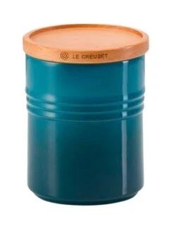 Le Creuset Medium Storage Jar With Wood Lid Deep Teal