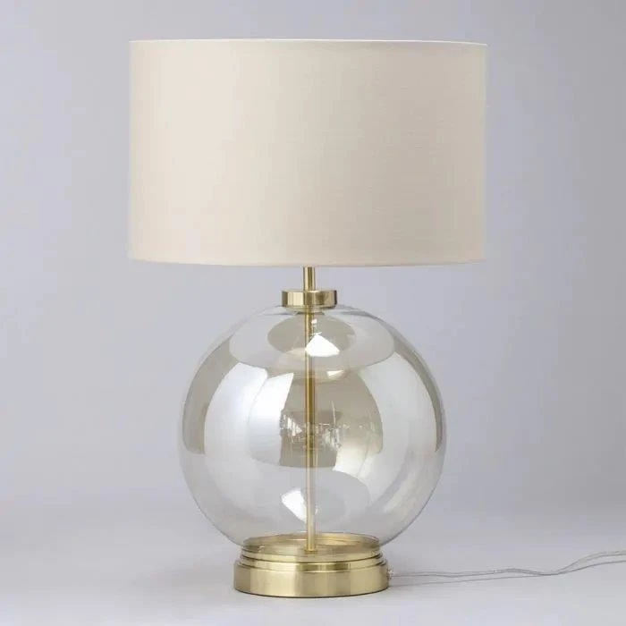 BHS Metro Clear Glass Sphere Table Lamps Lamp Satin Brass. 4 BHS Metro Clear Glass Sphere Table Lamps Lamp Satin Brass. - Image 4