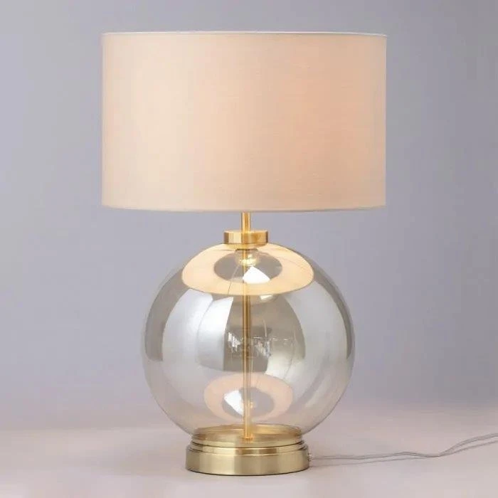 BHS Metro Clear Glass Sphere Table Lamps Lamp Satin Brass. 3 BHS Metro Clear Glass Sphere Table Lamps Lamp Satin Brass. - Image 3