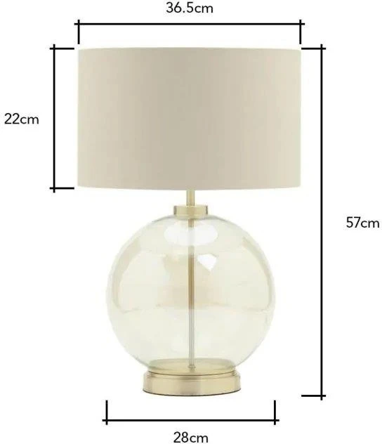 BHS Metro Clear Glass Sphere Table Lamps Lamp Satin Brass. 2 BHS Metro Clear Glass Sphere Table Lamps Lamp Satin Brass. - Image 2